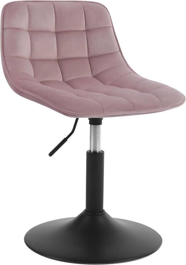 Warraich -Multifunctionele Barkruk Roze: 360° Draaibaar met Luxe Fluweel en Stevig Metaal Perfect als Make-upkruk