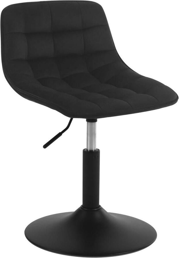 Barkruk zwart fluweel – verstelbaar & 360° draaibaar – luxe kruk met rugleuning en metalen voet – ideaal voor keuken bar of make-up