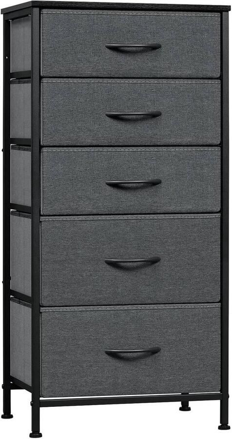 Warraich -ontwikkelaar van ladekasten met vijf lades metalen frame en houten afwerking-donkergrijs