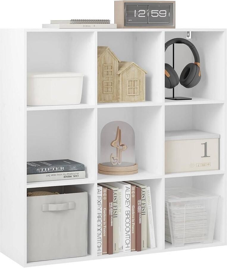 Warraich -ontwikkelaar van open boekenkasten met negen kubusvakken en staand ontwerp-Wit