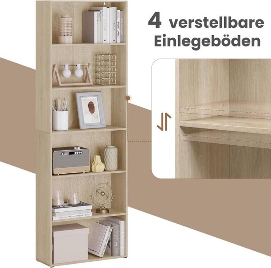 Warraich -ontwikkelaar van open boekenkasten met verstelbare niveaus en licht eikenhoutafwerking-Licht eiken