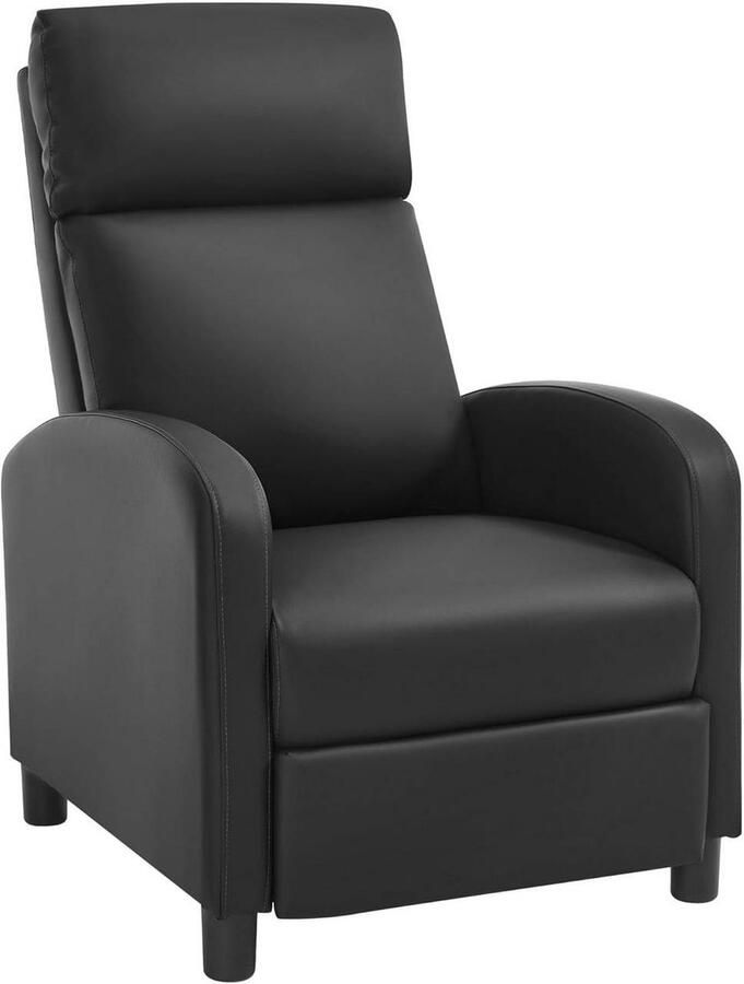 Warraich -Relaxfauteuil: Comfortabele Loungefauteuil met Relaxfunctie Zwart Imitatieleer