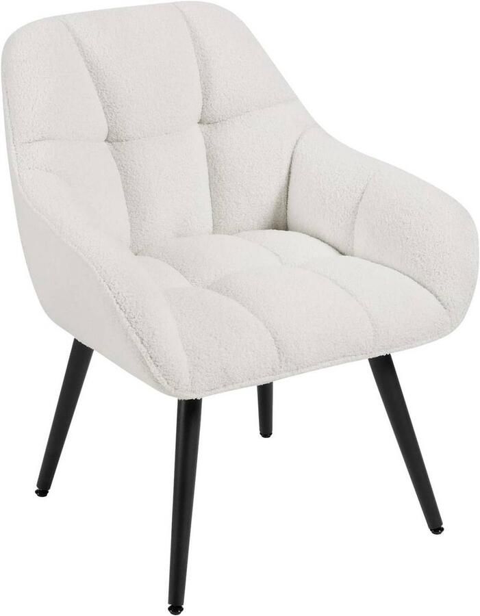 Warraich -Relaxfauteuil: Comfortabele Oorfauteuil in Badstof met Metalen Poten Crème