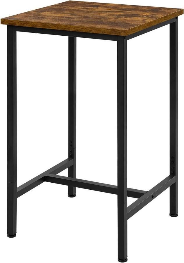 Warraich -Rustiek Bruine Bartafel Bistrotafel: Hoge Eettafel met Robuust Metalen Frame