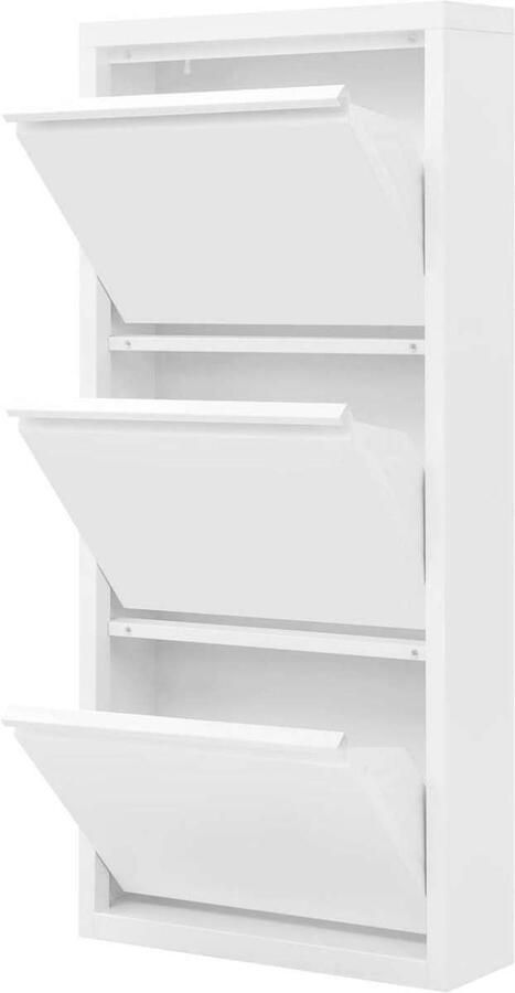 Warraich -Schoenenkast – Compact Schoenenrek 50x15x106 cm Wit