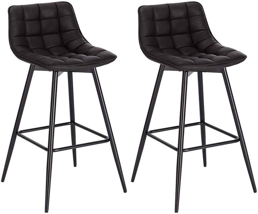 Warraich -Set van 2 Antraciete Design Barkrukken: Stijlvolle Barstoelen met Comfortabele Voetsteun en Robuuste Metalen Poten