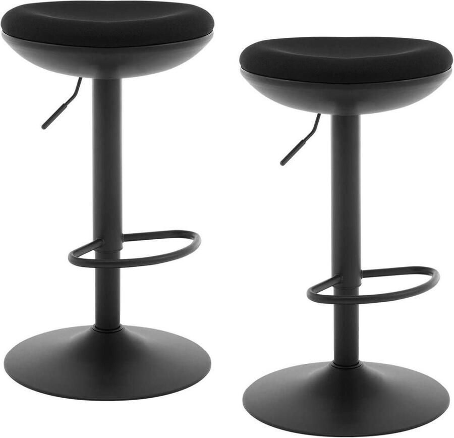 Warraich -Set van 2 barkrukken – ergonomisch ontwerp verstelbare hoogte draaibaar zwart mesh en metalen onderstel