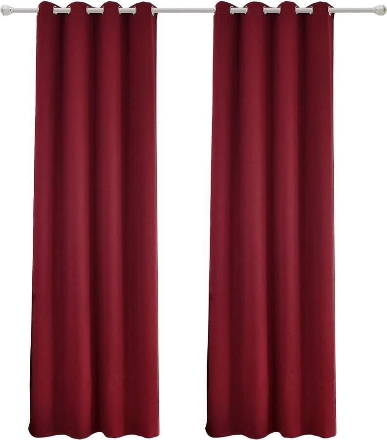 Warraich -Set van 2 Bordeauxrode Gordijnen (135x225 cm): Met Oogjes Lichtgewicht en Zacht – Bieden Optimale Warmte-isolatie en Koudebescherming