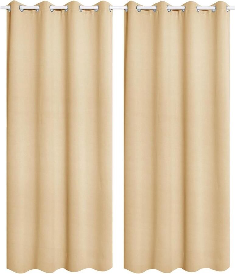 Warraich -Set van 2 Champagnekleurige Gordijnen (135x225 cm): Met Oogjes Lichtgewicht en Zacht – Bieden Optimale Warmte-isolatie en Koudebescherming
