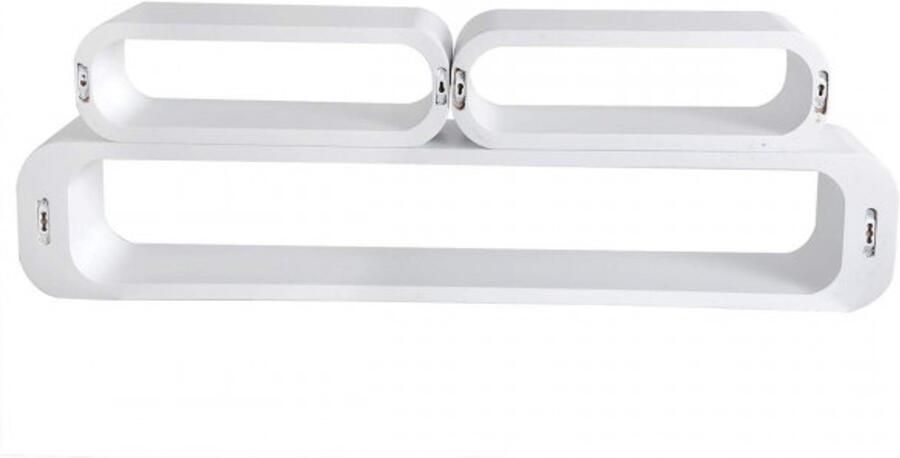 Warraich -Set van 3 Wandplanken – Lounge Boekenplanken met Zwevend Design voor Sfeervolle Interieurs-Wit