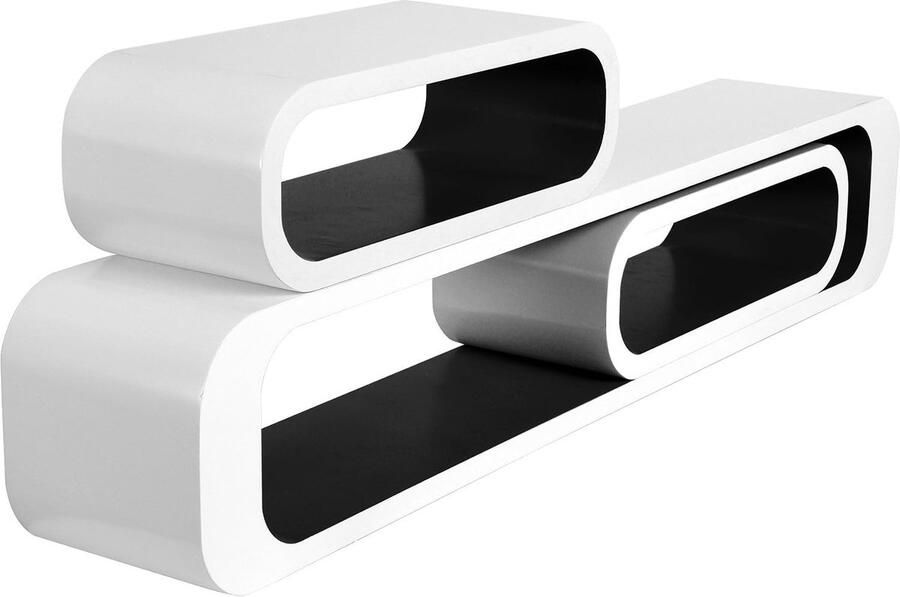 Warraich -Set van 3 Wandplanken – Lounge Boekenplanken met Zwevend Design voor Sfeervolle Interieurs-Zwart