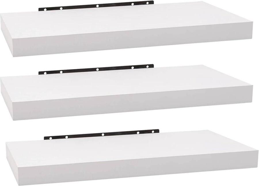 Warraich -Set van 3 Wandplanken – Zwevende Planken voor Decoratie – Wandrekken van MDF-hout