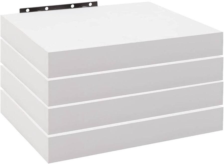 Warraich -Set van 4 Wandplanken – Boekenplank – Decoratieve Hangplanken – Gemaakt van MDF Hout-Wit