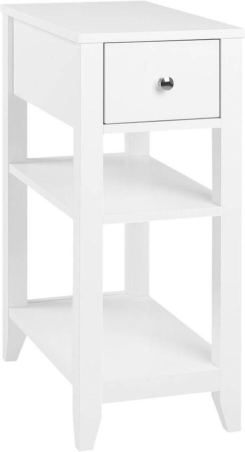 Warraich -Smal nachtkastje met lade en 2 open planken – wit 45x66x28 cm