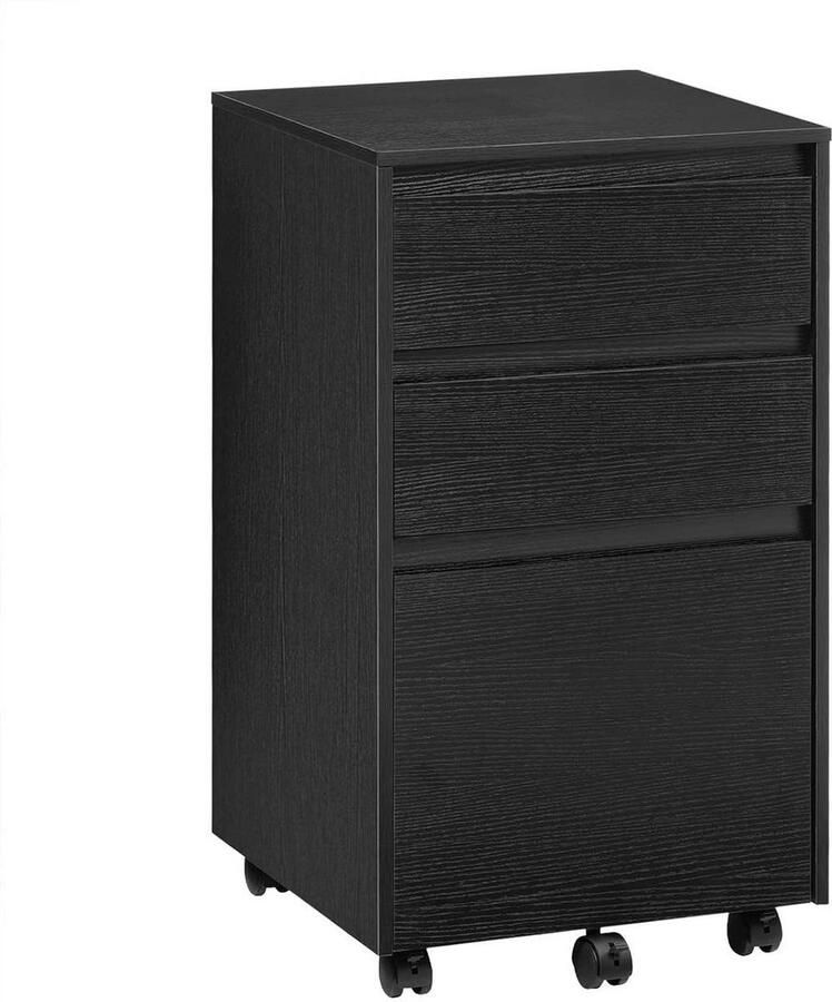 Warraich -Verrijdbare archiefkast kantoorkast rolcontainer met 3 laden 40x70x40 cm-Zwart