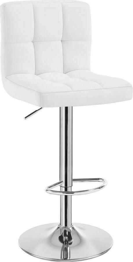 Warraich -Witte Barkruk: Comfortabele Barstoel met Rugleuning en Voetsteun Gemaakt van Duurzaam Kunstleer en een Stevig Metalen Frame