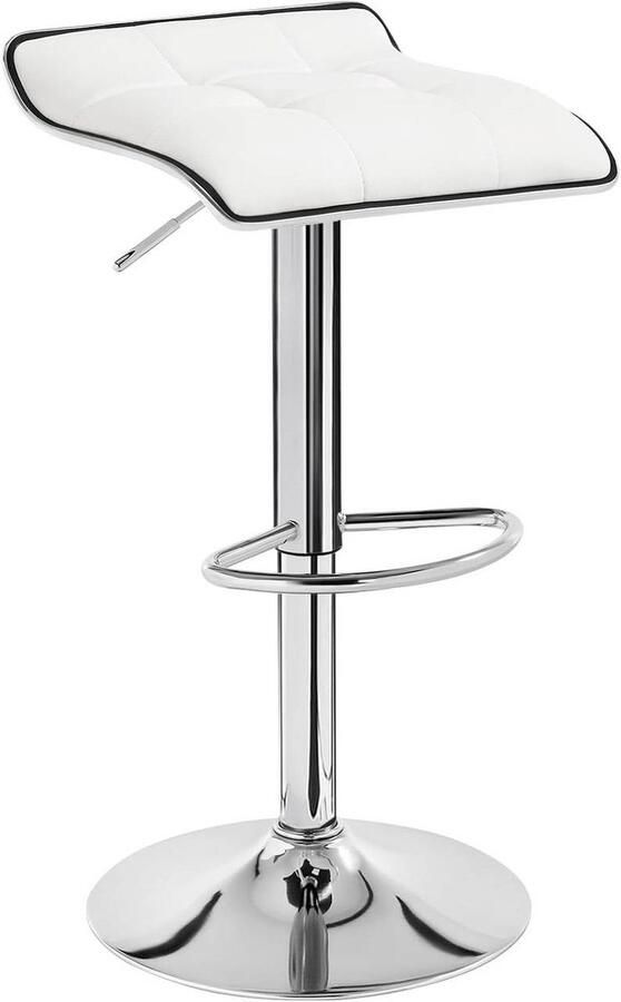 Warraich -Witte Barkruk Tegenkruk: Comfortabel Gevoerde Zitting van Kunstleer op een Stijlvol Verchroomd Stalen Onderstel