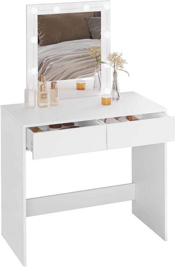 Warraich -Witte kaptafel met verlichte spiegel – 80x132 5x39 5 cm stijlvol en praktisch design