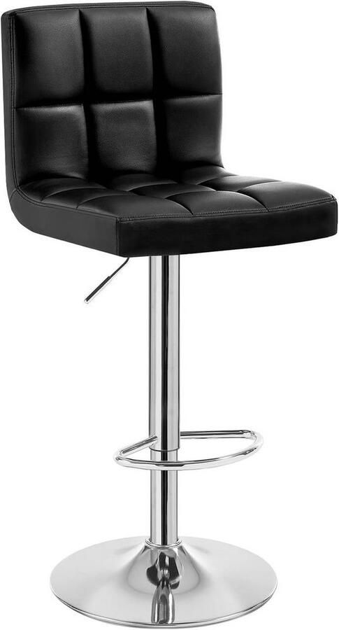 Warraich -Zwarte Barkruk: Comfortabele Barstoel met Rugleuning en Voetsteun Gemaakt van Duurzaam Kunstleer en een Stevig Metalen Frame