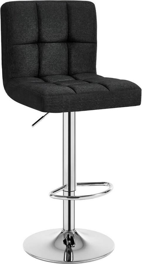 Warraich -Zwarte Barkruk: Comfortabele en Draaibare Kruk met Zachte Linnen Zitting Volledig in Hoogte Verstelbaar voor Optimaal Zitcomfort