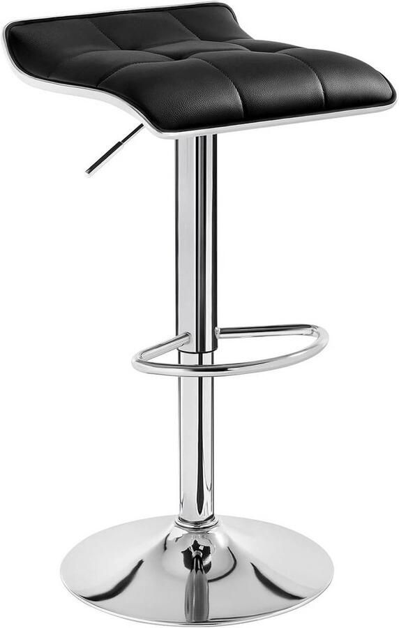 Warraich -Zwarte Barkruk Tegenkruk: Comfortabel Gevoerde Zitting van Kunstleer op een Stijlvol Verchroomd Stalen Onderstel