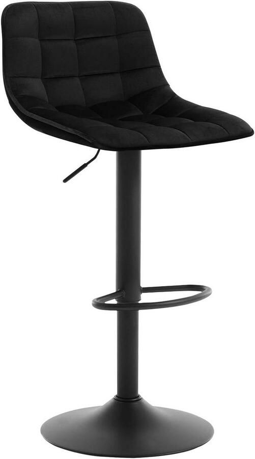 Warraich -Zwarte Fluweel-Metalen Barkruk: Stijlvolle Bistrokruk met Comfortabele Rugleuning