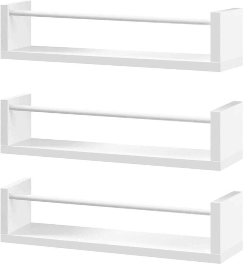 Warraich -Zwevende wandplanken set van 3 – Plankenset voor woonkamer of slaapkamer – Wit design