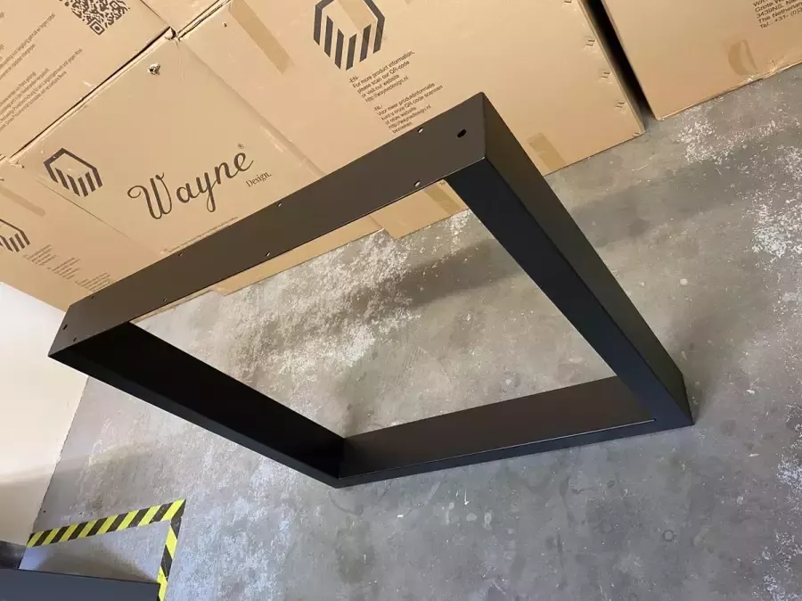 Wayne Design Stalen U poot |Mat Zwart Koker 100 mm x 40 mm U Metalen Tafel Onderstel U Vorm INCLUSIEF STELDOPPEN