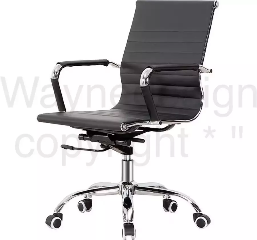 Wayne Design Waynedesign Bureaustoel Selenky Zwart Uitgevoerd in hoogwaardig PU-leder voor een duurzame toepassing