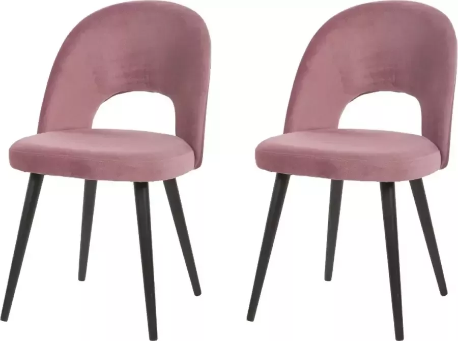 WAYS. – Matstoffen eetkamerstoelen – Roze – Elegant design Houten poten – 2 stuks