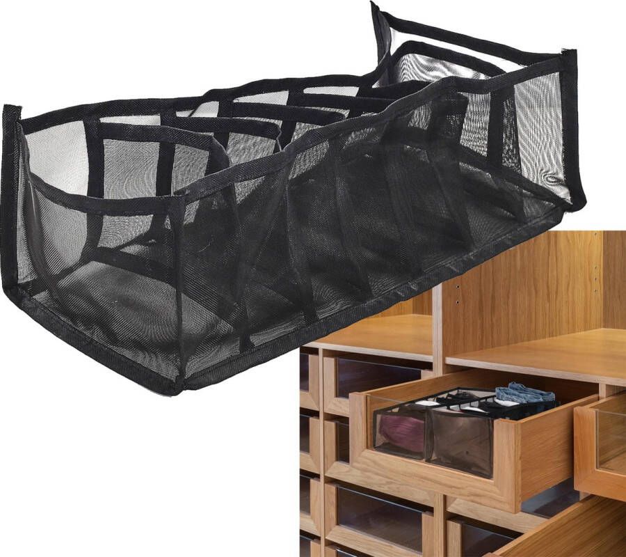 WDMT Kast Organizer Opbergsysteem 7 vakken Lade Verdeler Opbergbox Opbergmand Organizer Kleding Kledingverdeler Kastlade Verdeler Kast Verdeler Kledingkast Zwart