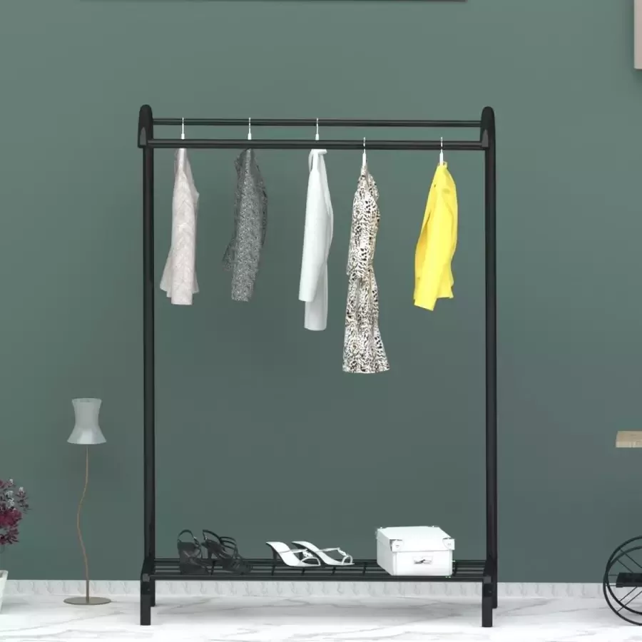 WDMT Metalen kledingrek halve maan van ™ 104 x 45 x 132 cm Kledingrek Industrieel kleding opbergrek Schuin zwevend effect kledinghang rek Zwart