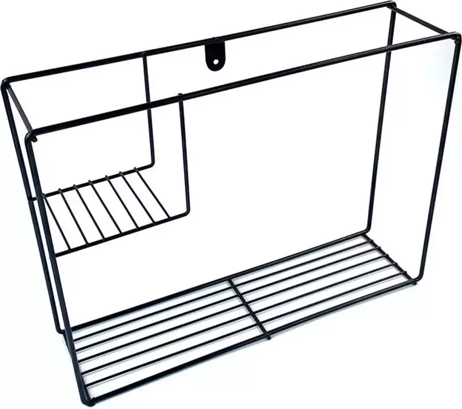 WDMT Wandrek rechthoek van ™ 40 x 35 x 10 cm Metalen rechthoekige wand decoratie rechthoek Industriële wandrekken van metaal Eenvoudig te bevestigen Zwart