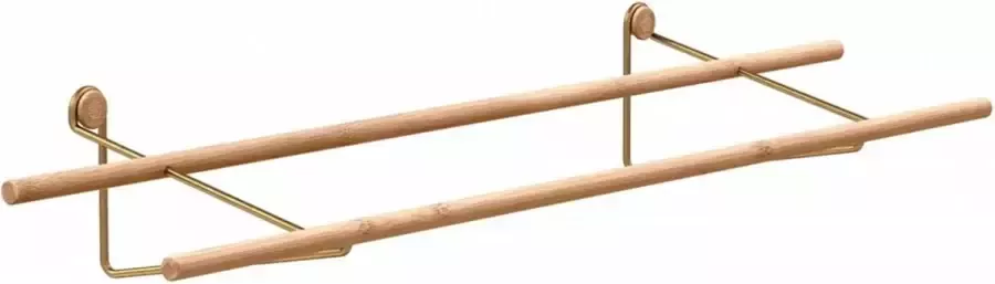 We Do Wood Shoe Rack Houten Schoenenrek Bamboe met Gouden Metalen Beugels Hangend Schoenenrek Zwevend Verstelbaar 100 x 25 x 15 cm - Foto 2