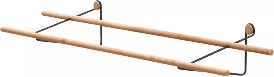 We Do Wood Shoe Rack Houten Schoenenrek Bamboe met Zwarte Metalen Beugels Hangend Schoenenrek Zwevend Verstelbaar 100 x 25 x 15 cm - Foto 2