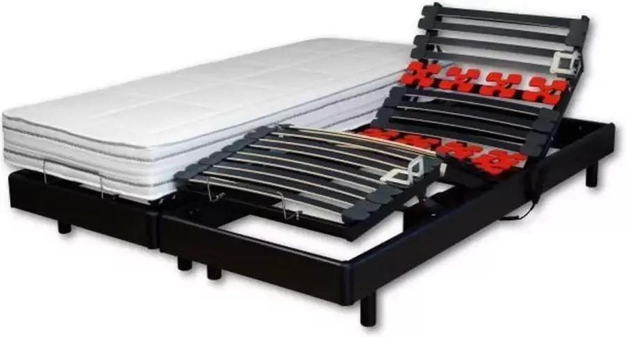 Webed Set matras + bedbodem ontspanning 160 x 200 Latex 18 cm Mid-stevig en evenwichtig Zwart gestructureerd RONDA