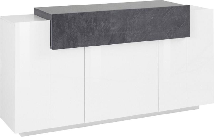 INOSIGN Dressoir Coro commode kast buffet greeploos met legplanken met 1 klep 3 deuren dubbele diepte bxdxh 160x45x85 6 cm - Foto 5