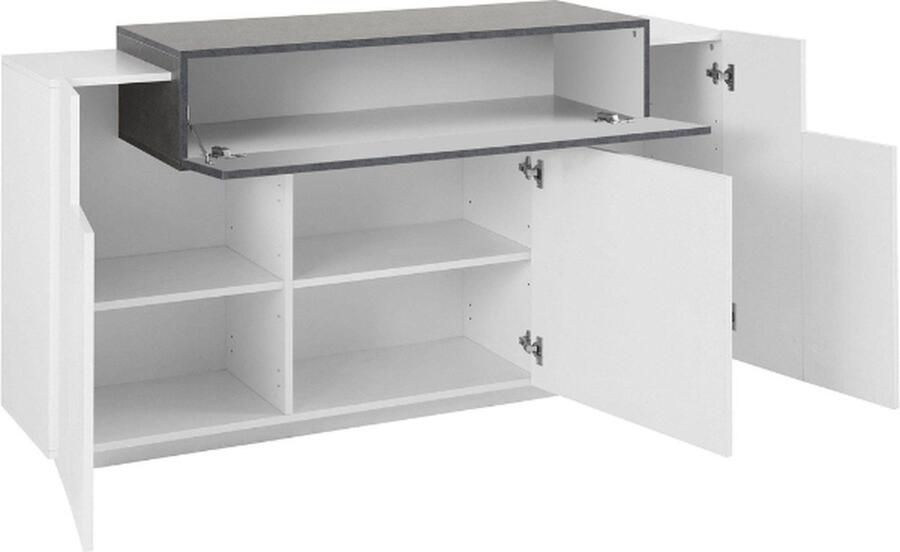 INOSIGN Dressoir Coro commode kast buffet greeploos met legplanken met 1 klep 3 deuren dubbele diepte bxdxh 160x45x85 6 cm - Foto 2