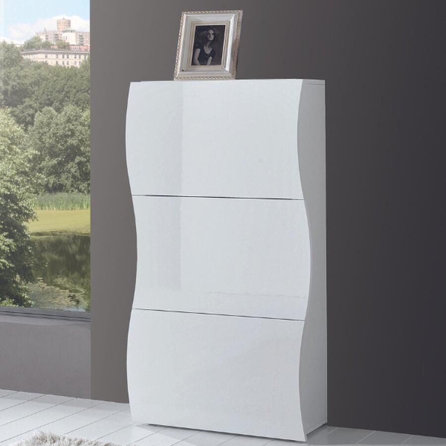 Webfurniture Schoenenkast Ronda 121 cm-hoogglans wit