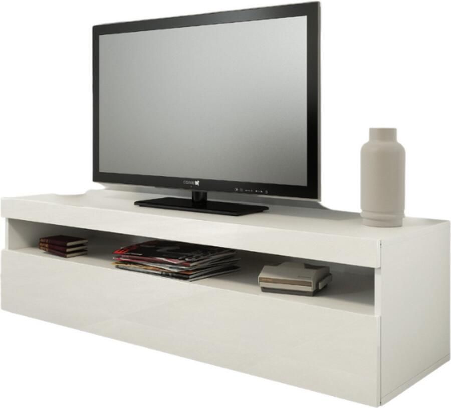Webfurniture TV Meubel tv-meubel Burrata x 45 x 36 2 High Gloss White 130cm Wit; Hoogglans wit