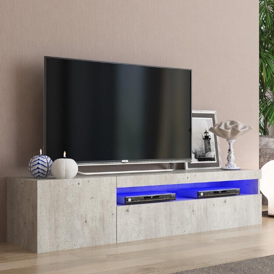 Webfurniture tv-meubel Cosmopolitan 155 x 40 x 36 5 cm Betonkleurig design
