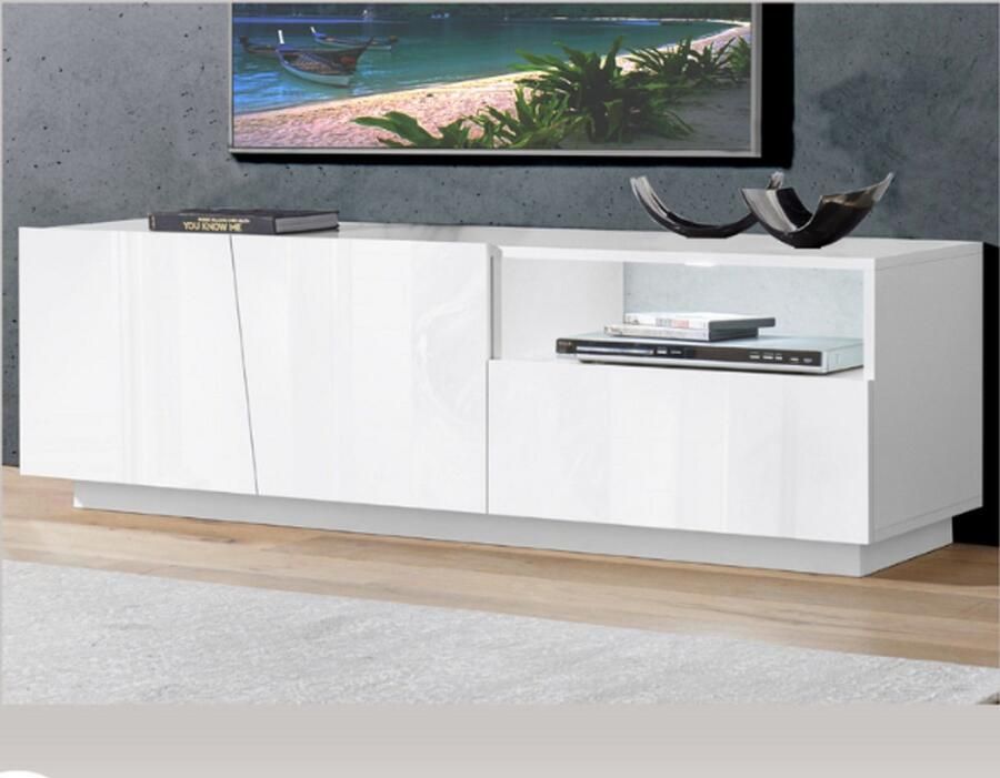 Webfurniture TV Meubel Tv-meubel Gavin -hoogglans wit 150cm Wit; Hoogglans wit - Foto 2