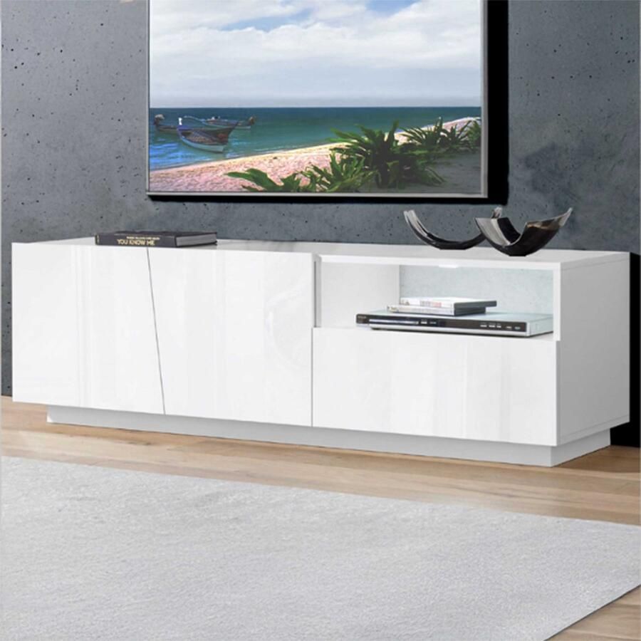 Webfurniture TV Meubel Tv-meubel Gavin -hoogglans wit 150cm Wit; Hoogglans wit