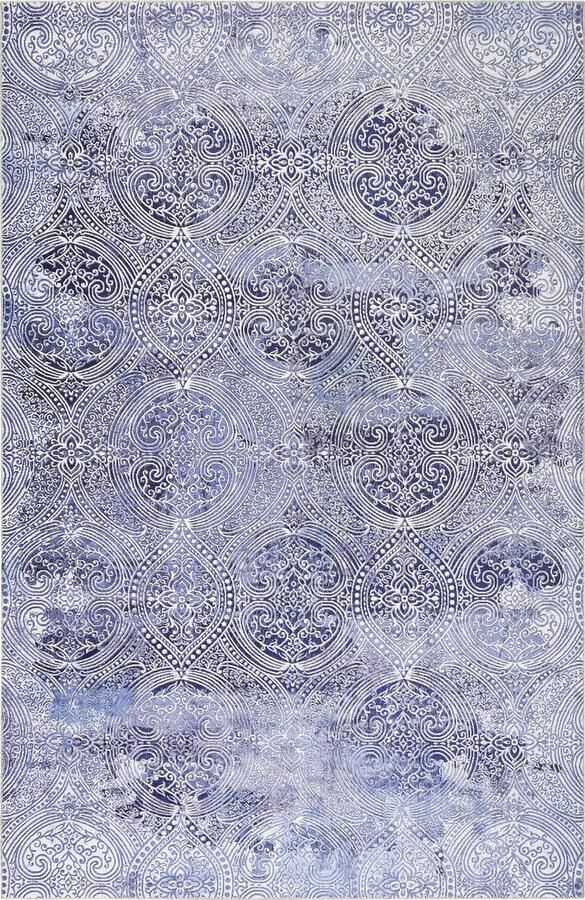 Wecon home Grace Laagpolig vloerkleed 60x100 cm blauw