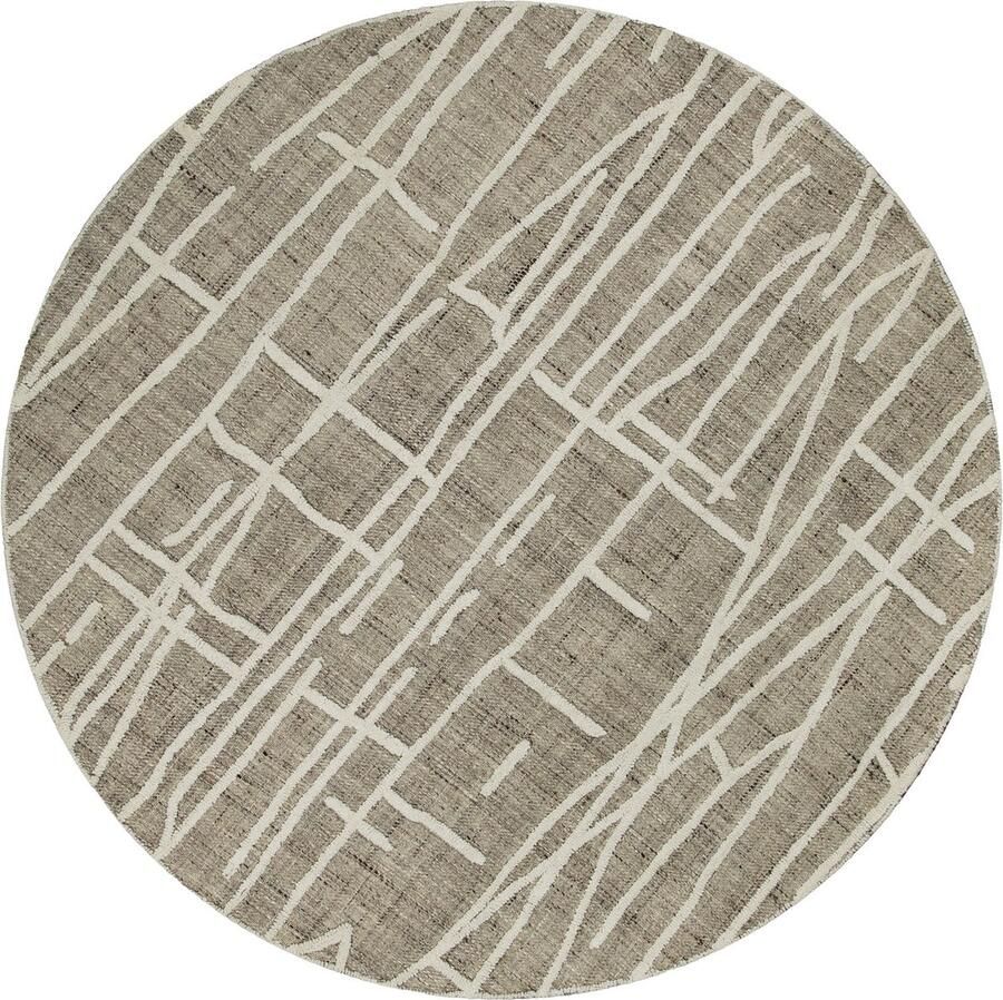 Wecon home Hamptons TWENTYFIVE Laagpolig vloerkleed 180 cm rond taupe gemêleerd