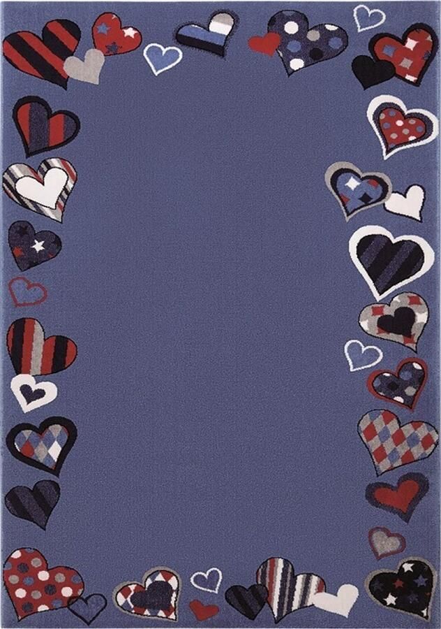 Wecon home Just Hearts Kinder vloerkleed 80x150 cm blauw