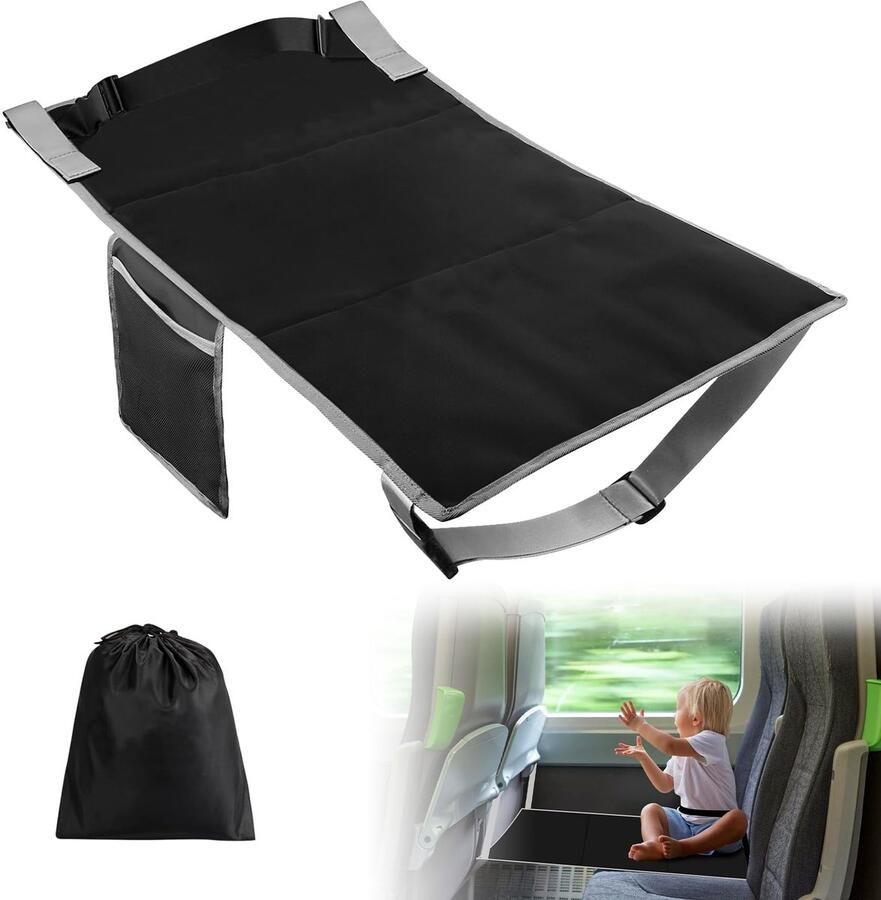 Wegreat Voetsteun voor kinderen in het vliegtuig: vliegtuigstoelverlenger voor kinderen voetensteun voor kinderen in het vliegtuig voor op reis draagbare voetensteun voor peuters voor korte vluchten zwart
