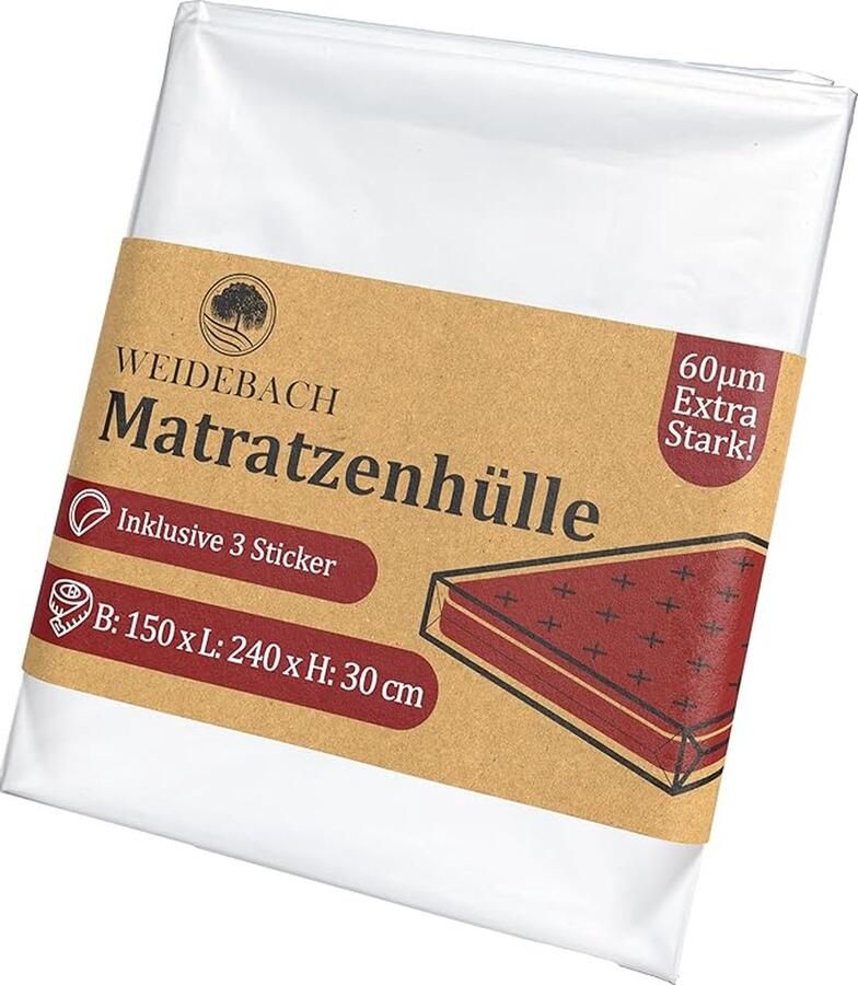 WEIDEBACH Robuuste matrashoes matraszak voor 140 x 200 cm dubbele matrassen opbergtas voor matrassen voor opslag en transport matrashoes tegen geuren en vocht