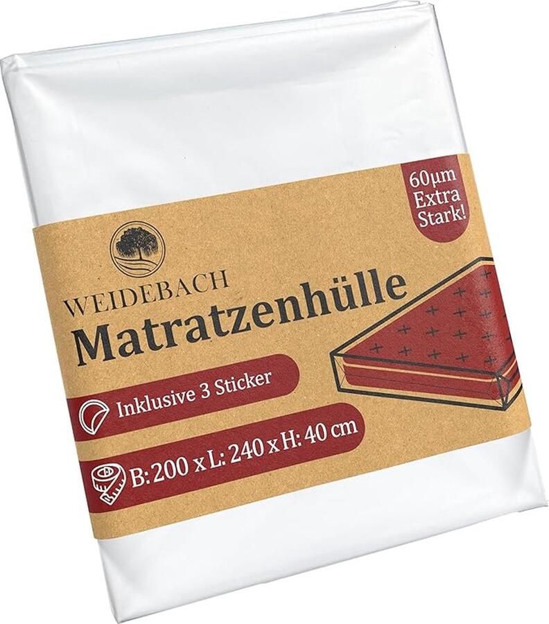 WEIDEBACH Robuuste matrashoes matraszak voor 180 x 200 cm kingsize matrassen opbergtas voor matrassen voor opslag en transport matrashoes tegen geuren en vocht