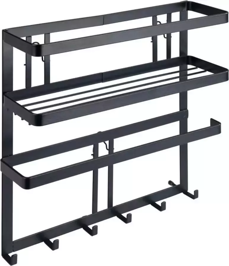 Wenko Keukenrek Model Gala met keukenrollenhouder & reling inclusief 6 haken industriële stijl (set) - Foto 10